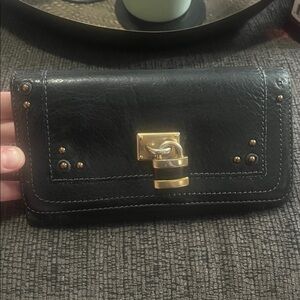 Chloe Black long Wallet with Gold Lock & key paddington EUC!